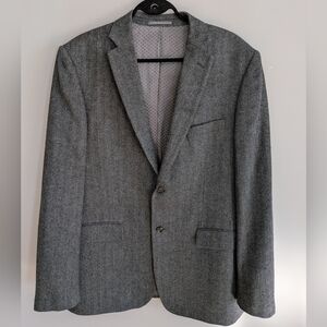 Fil-a-Fil Platinum Silk Cashmere Herringbone Blazer Napoli Style 44L